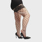 Zwarte Visnet Kousen met Kanten Boord - Dijhoog & Over de Knie - Plus Size XXXXL - Anti-slip Siliconen