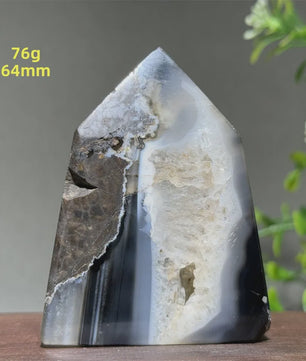 Zwarte Agaat Kristal Geode Obelisk - Natuurlijke Decoratie & Meditatie Steen