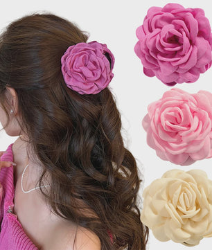 Bloem Haarclip Dames - Katoen Stof Rozen Klip - Medium Maat - Koreaanse Stijl Haarsieraad