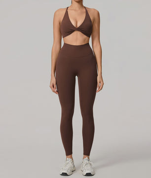 Dames Yoga Set 2-Delig: Sneldrogend Sportpak met Lange Mouwen Top en Hoge Taille Shorts