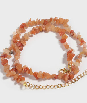 Unieke Natuursteen Choker Ketting - Onregelmatige Kristal & Aquamarijn Chips