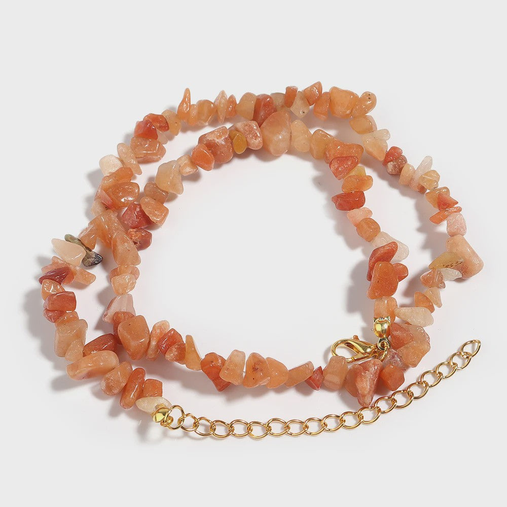 Unieke Natuursteen Choker Ketting - Onregelmatige Kristal & Aquamarijn Chips
