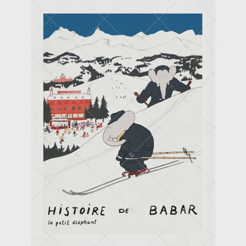 Babar Poster Canvas - Sprookjes Kunst voor Kinderkamer & Babykamer Decoratie