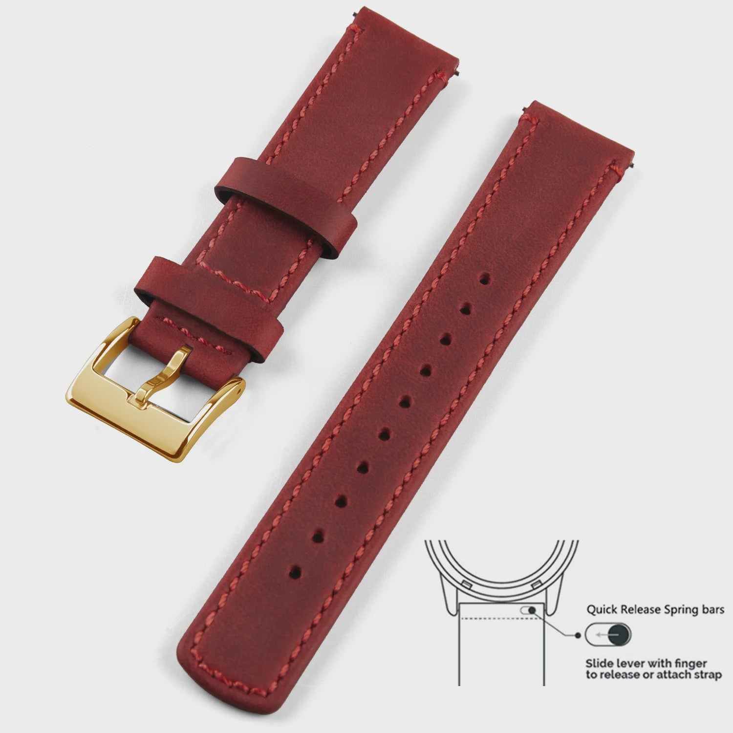 Top Grain Echt Lederen Horlogeband - 20mm/22mm Quick Release - Voor Heren, Dames & Samsung Galaxy Watch