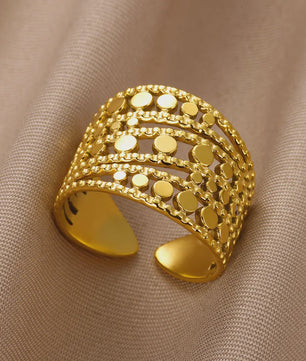 Gouden Ringen Dames - Roestvrij Staal Chunky Open Ringen Vintage Geometrisch Design