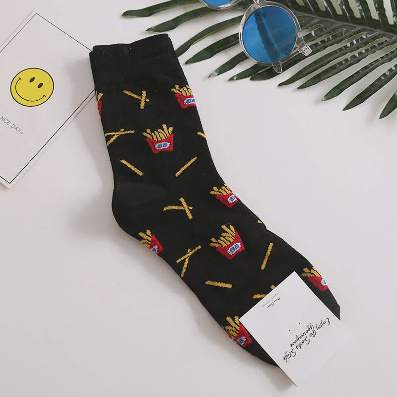 Grappige Heren Sokken met Food Prints: Avocado, Friet, Burger, Bier & Meer | Harajuku Stijl