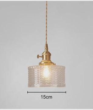 Vintage Groene Glazen Hanglamp - Nordic Stijl, Koperen Accent