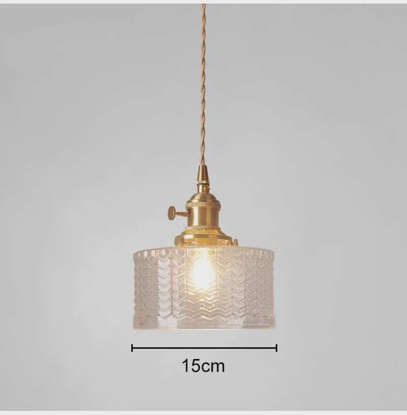 Vintage Groene Glazen Hanglamp - Nordic Stijl, Koperen Accent