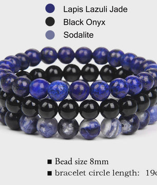 Set van 3 Natuursteen Armbanden: Rozenkwarts, Obsidiaan & Tijgeroog