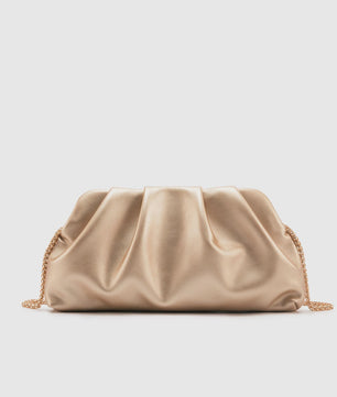 Luxe Plissé Avondtas met Gouden Ketting - Clutch & Schoudertas voor Feestelijke Gelegenheden