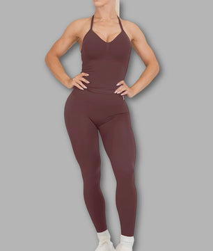 Dames Sportset: Backless Tanktop & Scrunch Seamless Legging