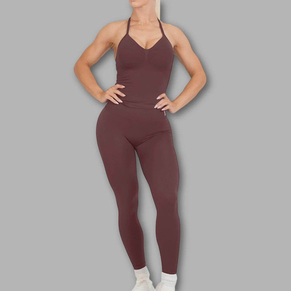 Dames Sportset: Backless Tanktop & Scrunch Seamless Legging