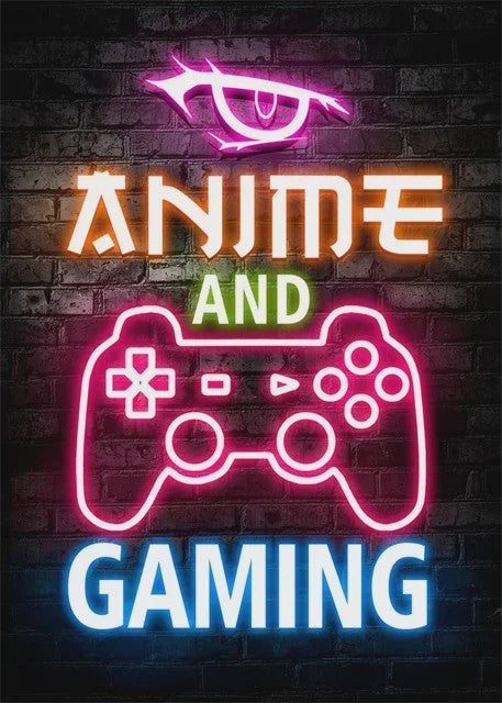 Gaming Neon Canvas Poster: Eat Sleep Game Repeat - Decoratie voor Gamer Kamer