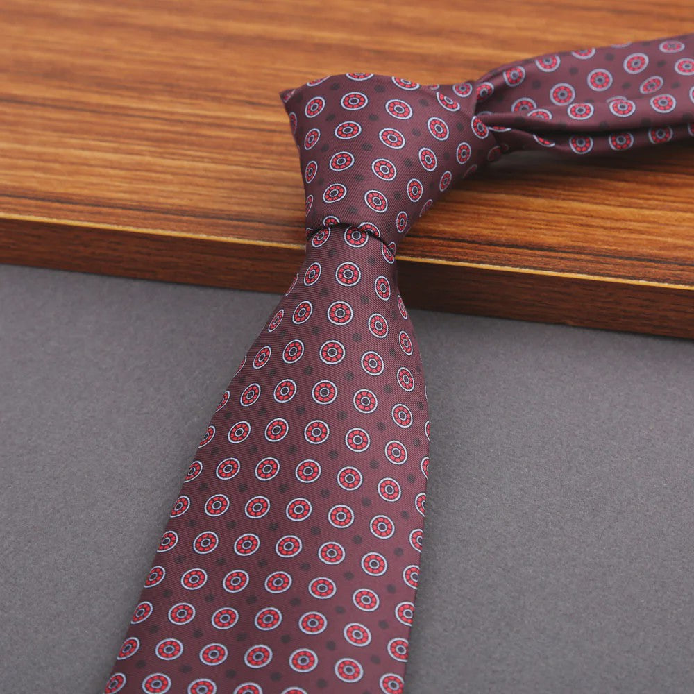 Klassieke Heren Strikdas - Imitatie Zijde met Polka Dot & Bloemendessin