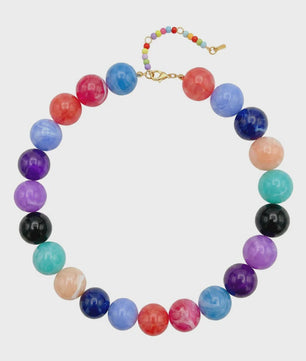 Bohemian Resin Kralen Ketting - Statement Choker met Dubbele Kleuren