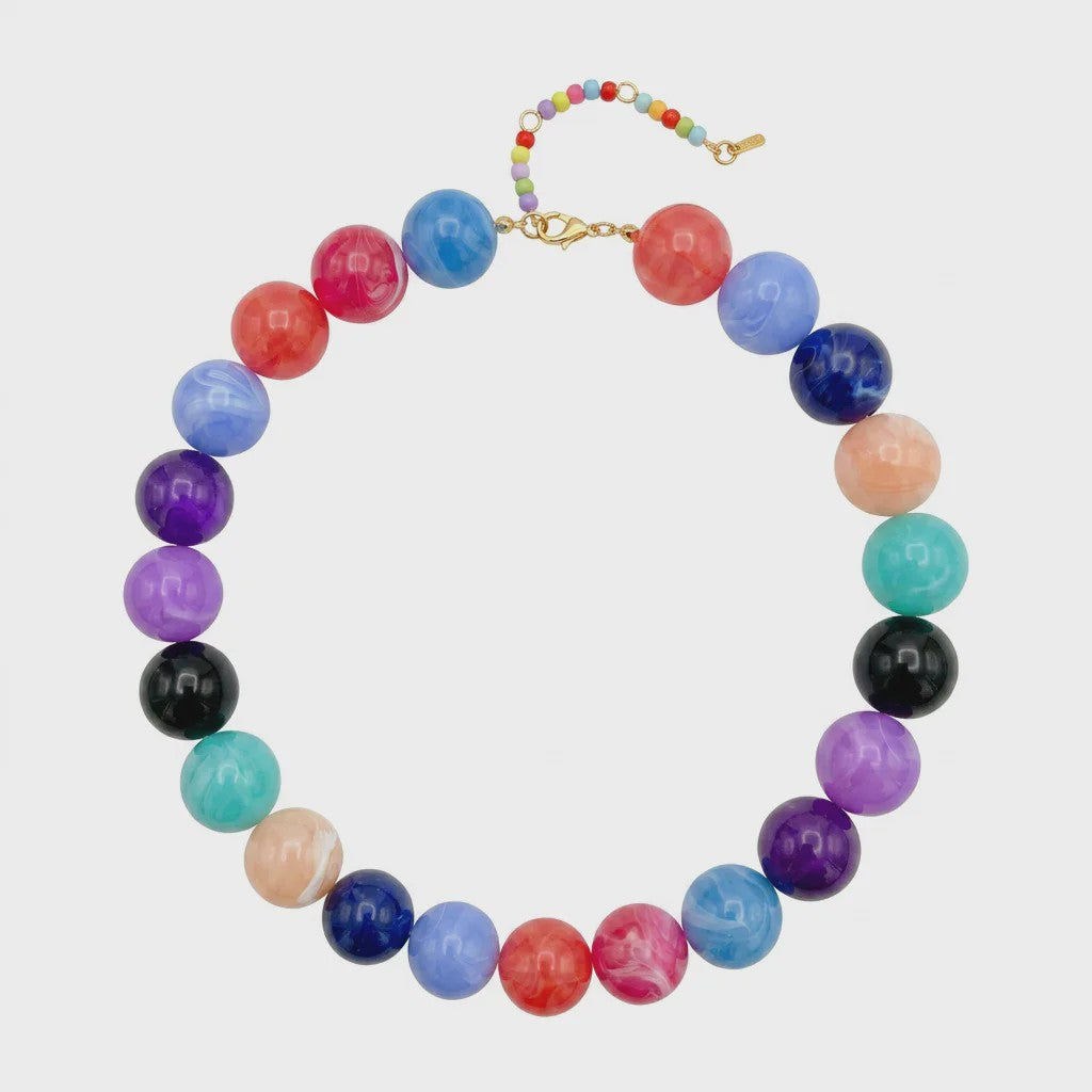 Bohemian Resin Kralen Ketting - Statement Choker met Dubbele Kleuren