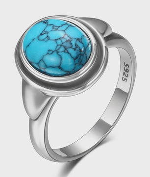 S925 Zilveren Ring met Ovaal Natuurlijke Turkoois - Fijne Sieraden voor Dames en Heren