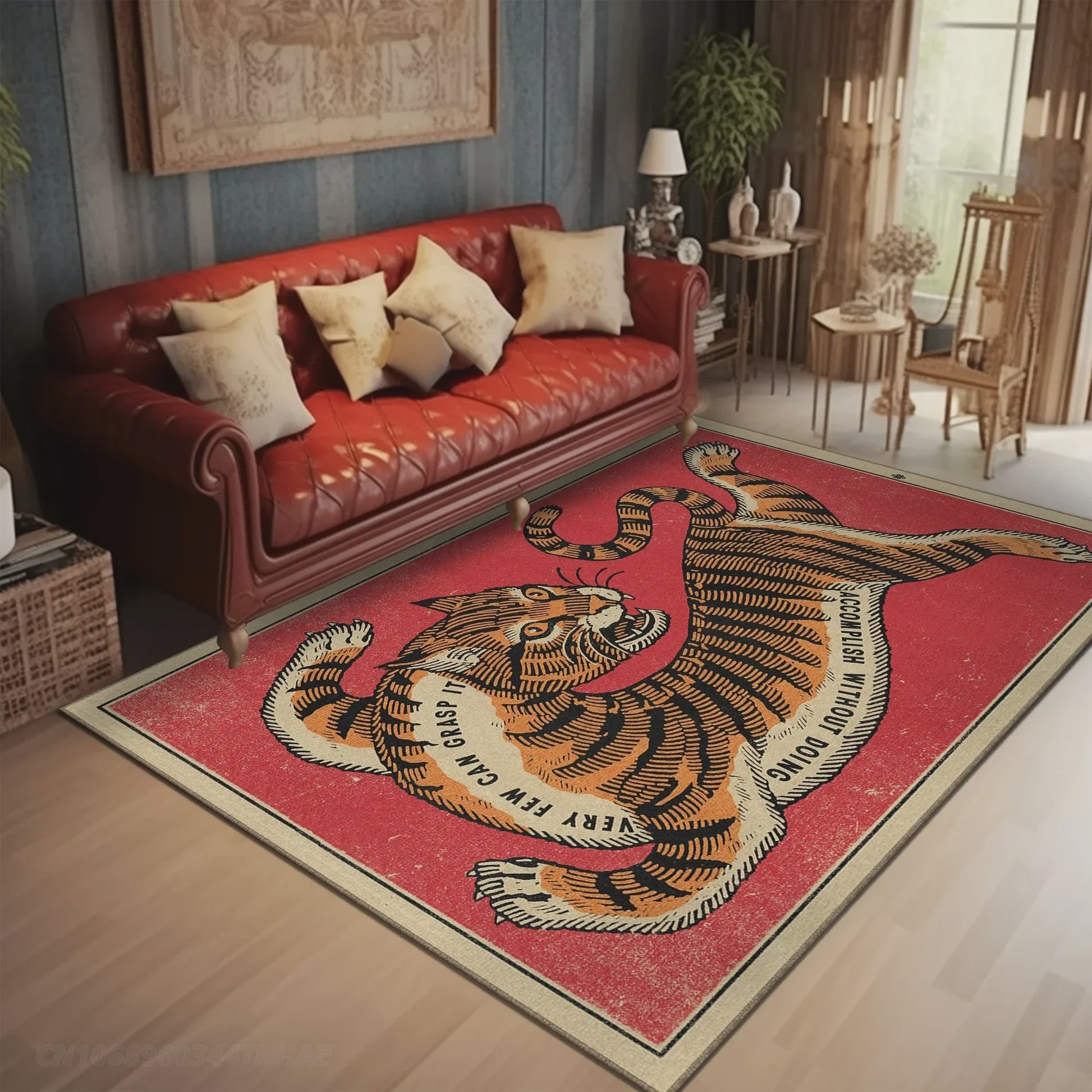 Bohemian Tibetaanse Tijger Vloerkleed - Antislip Decoratief Kleed voor Woonkamer & Slaapkamer