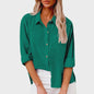 Dames Blouse met Lange Mouwen - Katoen Linnen Look