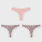 3-Pack Dames Slipjes met Kantrand - Low-Waist Thong & G-String in Luipaardprint en Effen Kleuren