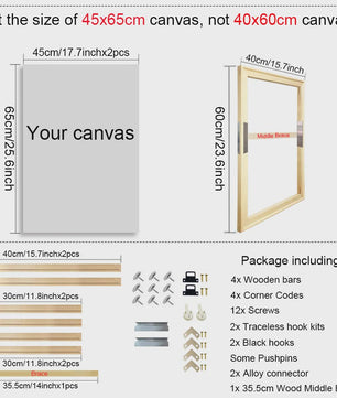 DIY Houten Canvas Frame Kit - Diverse Maten voor Schilderijen & Diamantkunst