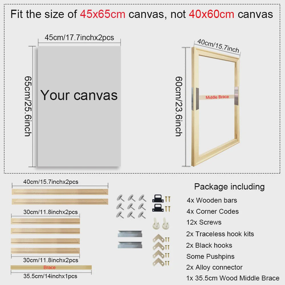 DIY Houten Canvas Frame Kit - Diverse Maten voor Schilderijen & Diamantkunst