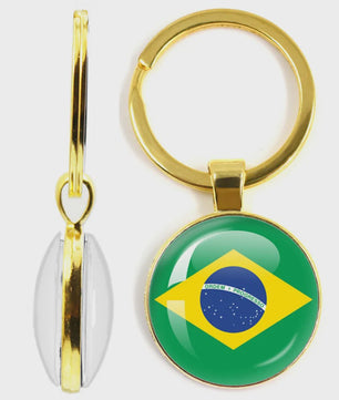 Soviet Union,Brazil,Canada,Netherlands,Israel,Syria,Venezuela,United States,Spain National Flag Series Double-Sided Keychain