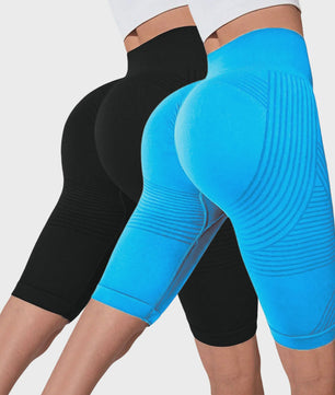 2-Pack Seamless High-Waisted Yoga Shorts met Push-Up Effect - Perfect voor Fitness & Training