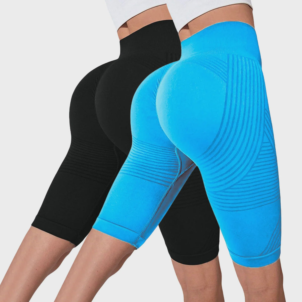 2-Pack Seamless High-Waisted Yoga Shorts met Push-Up Effect - Perfect voor Fitness & Training