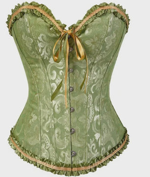 Victoriaans Jacquard Corset Top met Kant en Bloemenprint - Sexy Bustier voor Dames