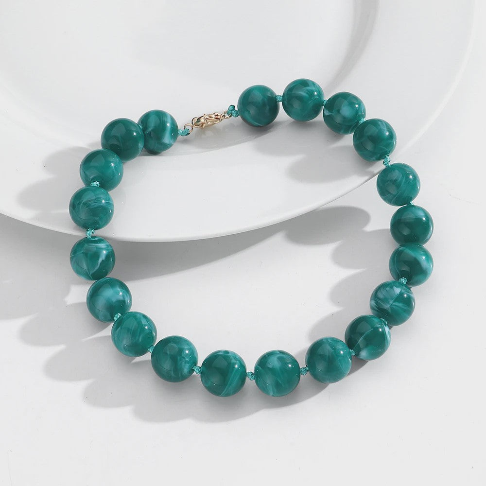 Trendy Multicolor Statement Ketting met Grote Ronde Kralen - Handgemaakt