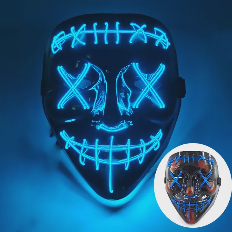 Verlicht LED Neon Purge Masker met Fiber Optic Handschoenen - Halloween & Feest