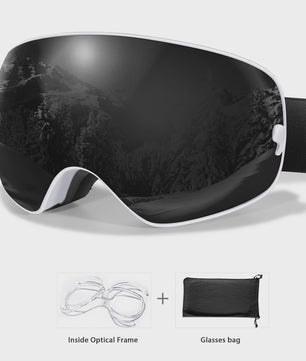 Ski Bril Heren Dames Tieners - UV400 Anti-Condens, Inclusief Optisch Frame & Tas