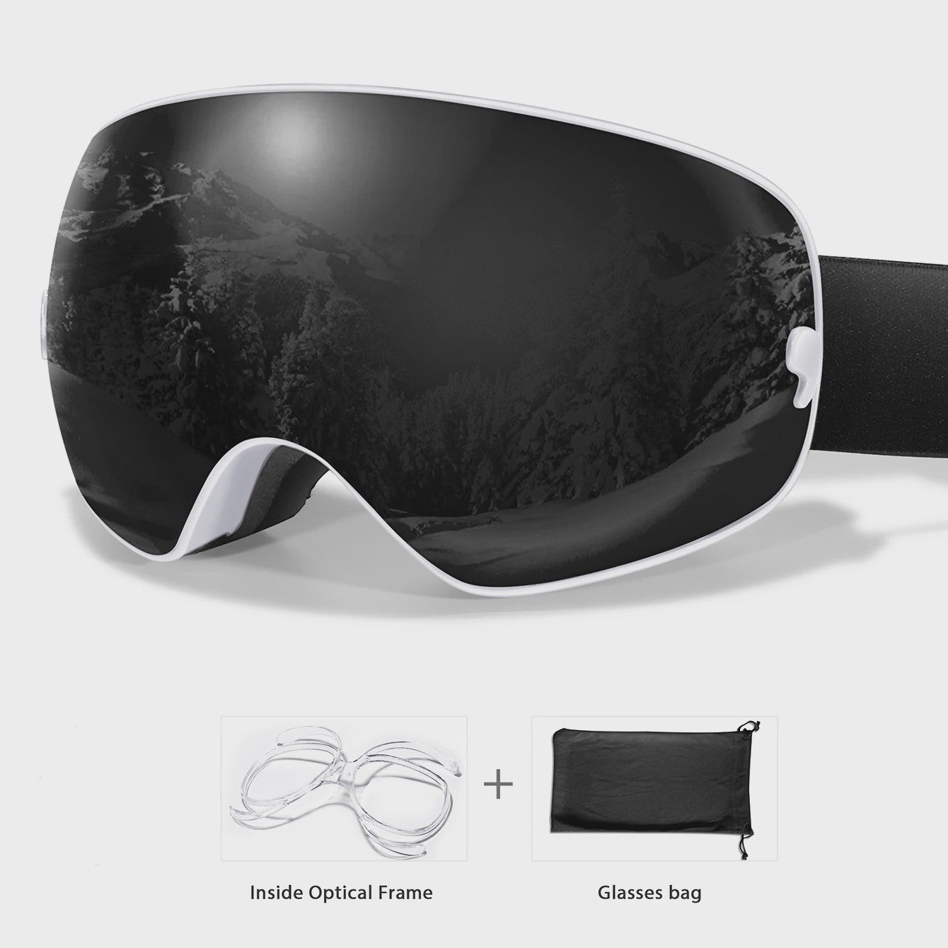 Ski Bril Heren Dames Tieners - UV400 Anti-Condens, Inclusief Optisch Frame & Tas