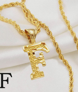 Gouden Initiaal Ketting met Touwketting - Kies Uw Letter (A-Z)