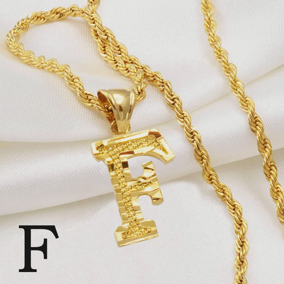 Gouden Initiaal Ketting met Touwketting - Kies Uw Letter (A-Z)