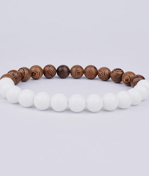 Natuursteen Armband Heren Dames - Lava & Hout Kralen 8mm