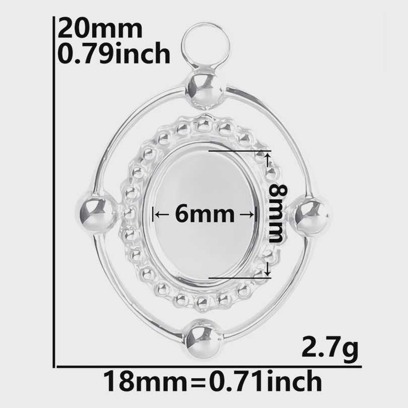 Set van 5 Zilverkleurige Stainless Steel Bedels: Ster, Maan, Zon, Vlinder, Roos & Ojo Turco