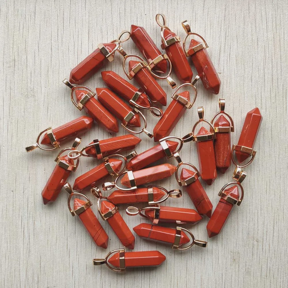 Natuurlijke Groene Aventurijn Kristal Pilaren Hangers - 24 Stuks Set voor Sieraden Maken