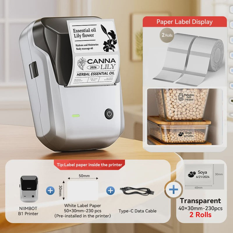 Niimbot B1 Draadloze Thermische Labelprinter - Ideaal voor Kleine Bedrijven, Huis & Cadeaus