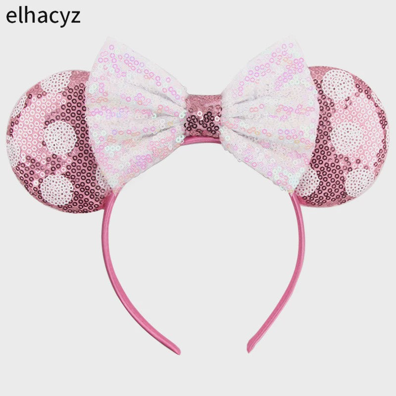 Chique Sequin Mickey Oortjes Diadeem met Strik - Feestelijk Haaraccessoire voor Kinderen & Dames