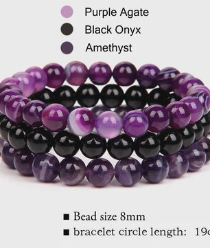 Set van 3 Natuursteen Armbanden: Rozenkwarts, Obsidiaan & Tijgeroog