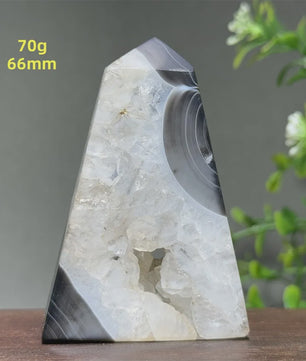 Zwarte Agaat Kristal Geode Obelisk - Natuurlijke Decoratie & Meditatie Steen