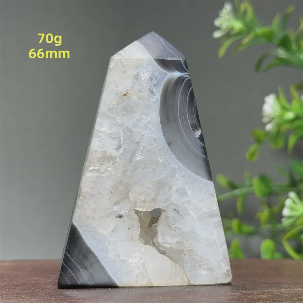 Zwarte Agaat Kristal Geode Obelisk - Natuurlijke Decoratie & Meditatie Steen