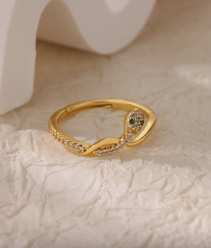 Luxe Gouden Ringen Set: Zirkonia & Boze Oog Design - Verstelbaar & Trendy