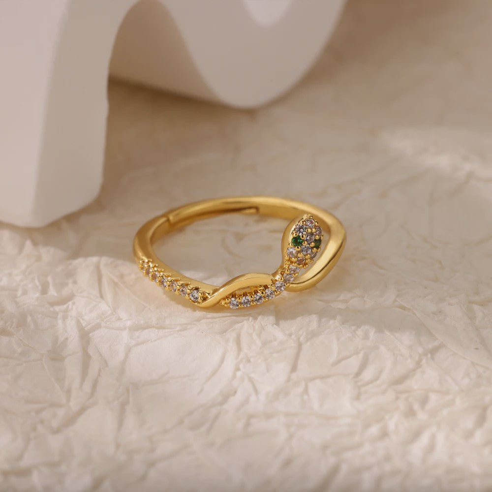 Luxe Gouden Ringen Set: Zirkonia & Boze Oog Design - Verstelbaar & Trendy