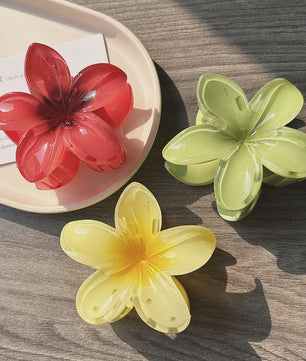 3x Grote Boho Bloemen Haarclips Acryl - Gradient Kleuren & Hawaii Stijl Haaraccessoires voor Dames