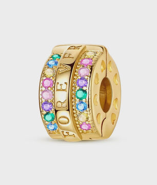 925 Sterling Zilveren Bedel: Gouden Strik met Roze Hart & Kruis met Oog van Horus