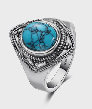 S925 Zilveren Ring met Ovaal Natuurlijke Turkoois - Fijne Sieraden voor Dames en Heren