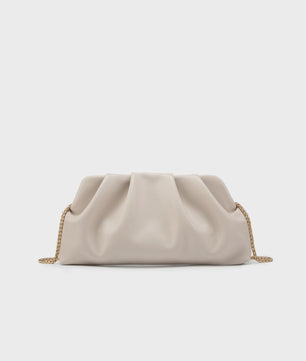 Luxe Plissé Avondtas met Gouden Ketting - Clutch & Schoudertas voor Feestelijke Gelegenheden